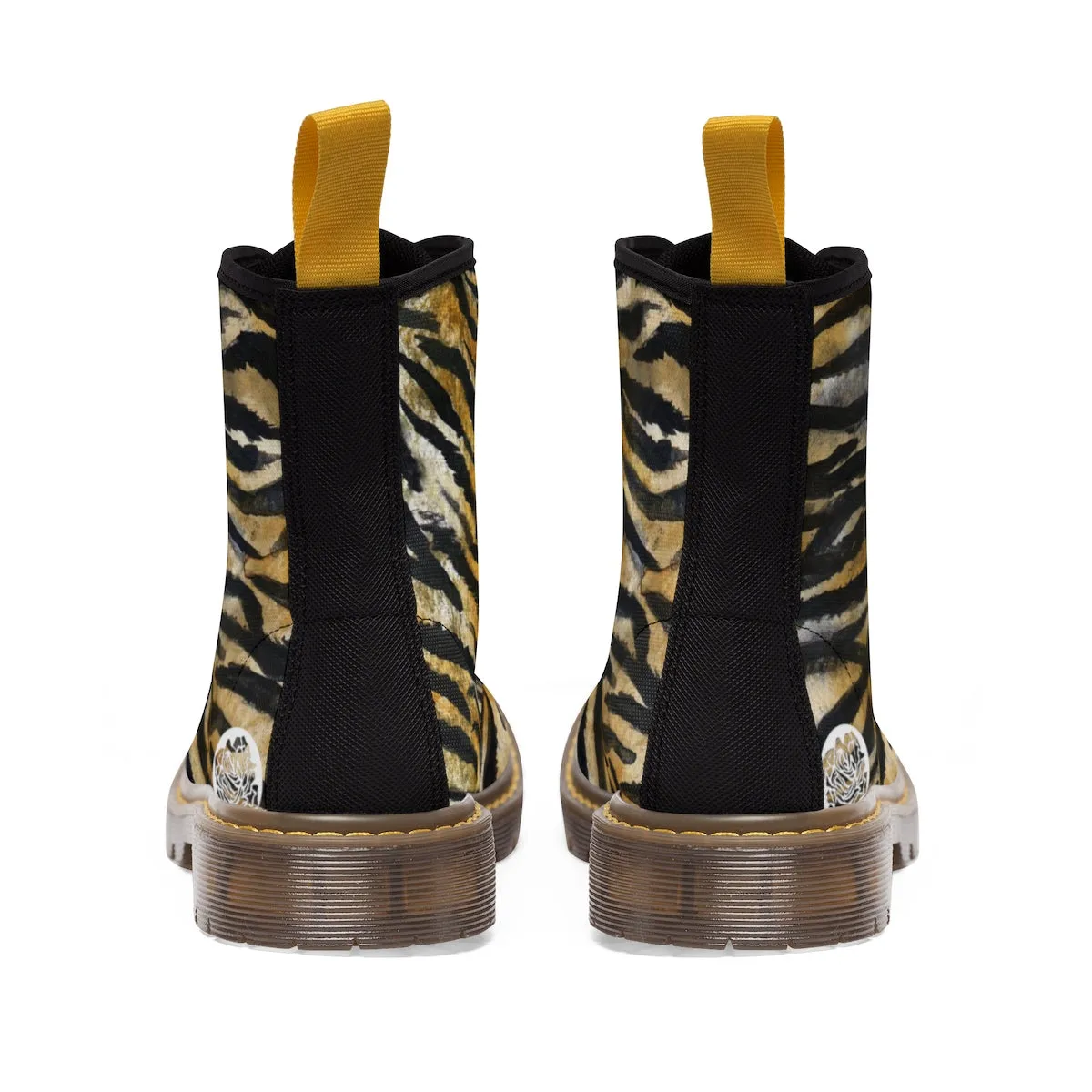 Tiger Stripe Women's Boots, Animal Print Designer Winter Lace-up Toe Cap Hiker Boots