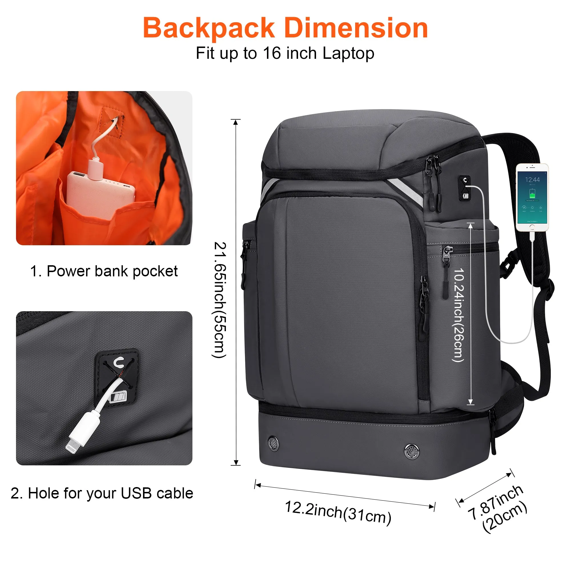 Travel Laptop Backpack for Men Women Carry On Sports Gym Backpack