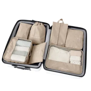 Travel Storage Luggage Organizer Pouch Set of 7-Beige