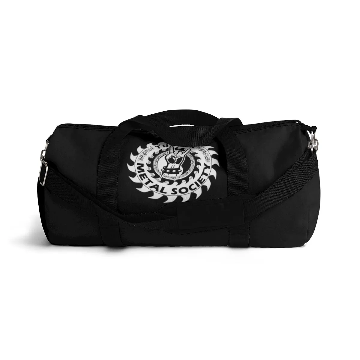 Tucson Metal Society Black Duffel Bag White logo