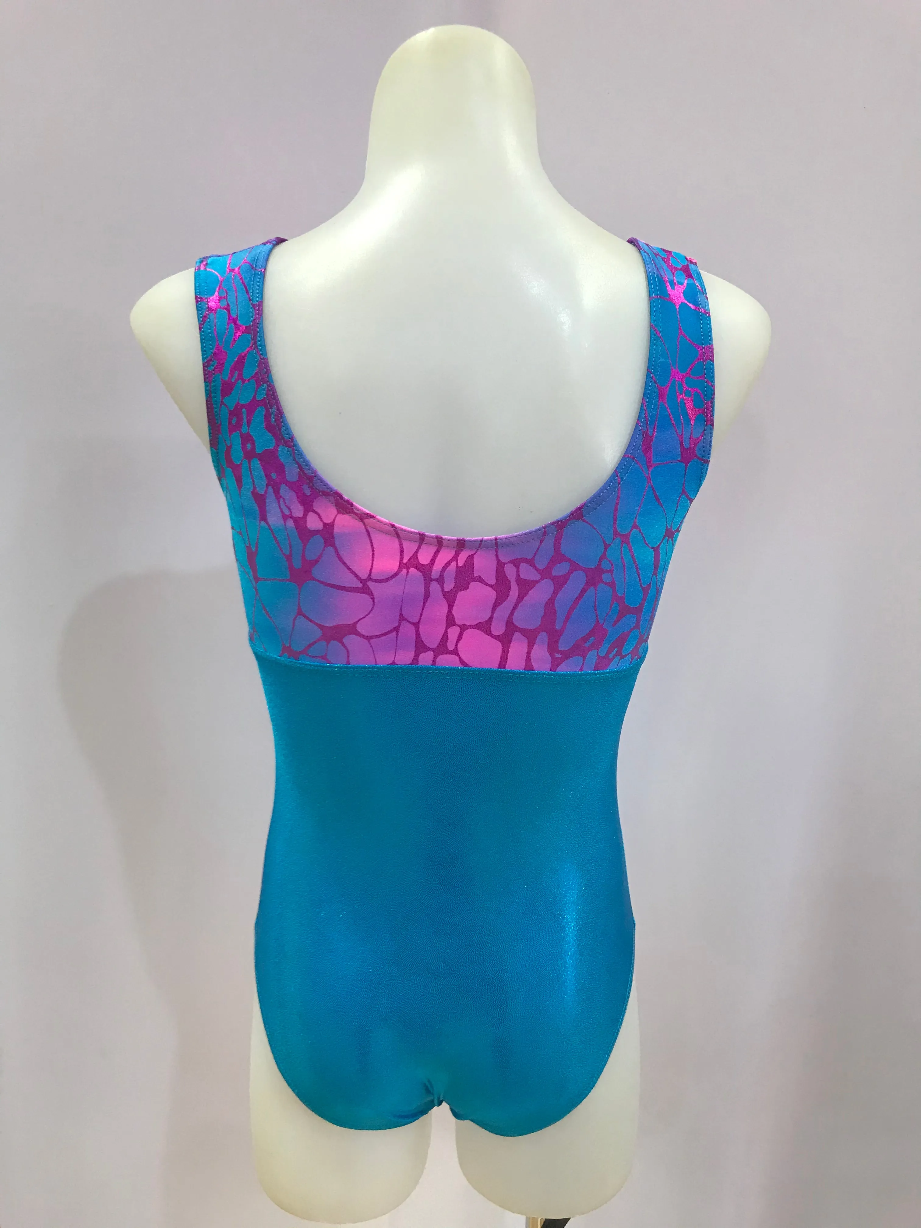 Two Tone Gym Leotard Earthquake /  Blue