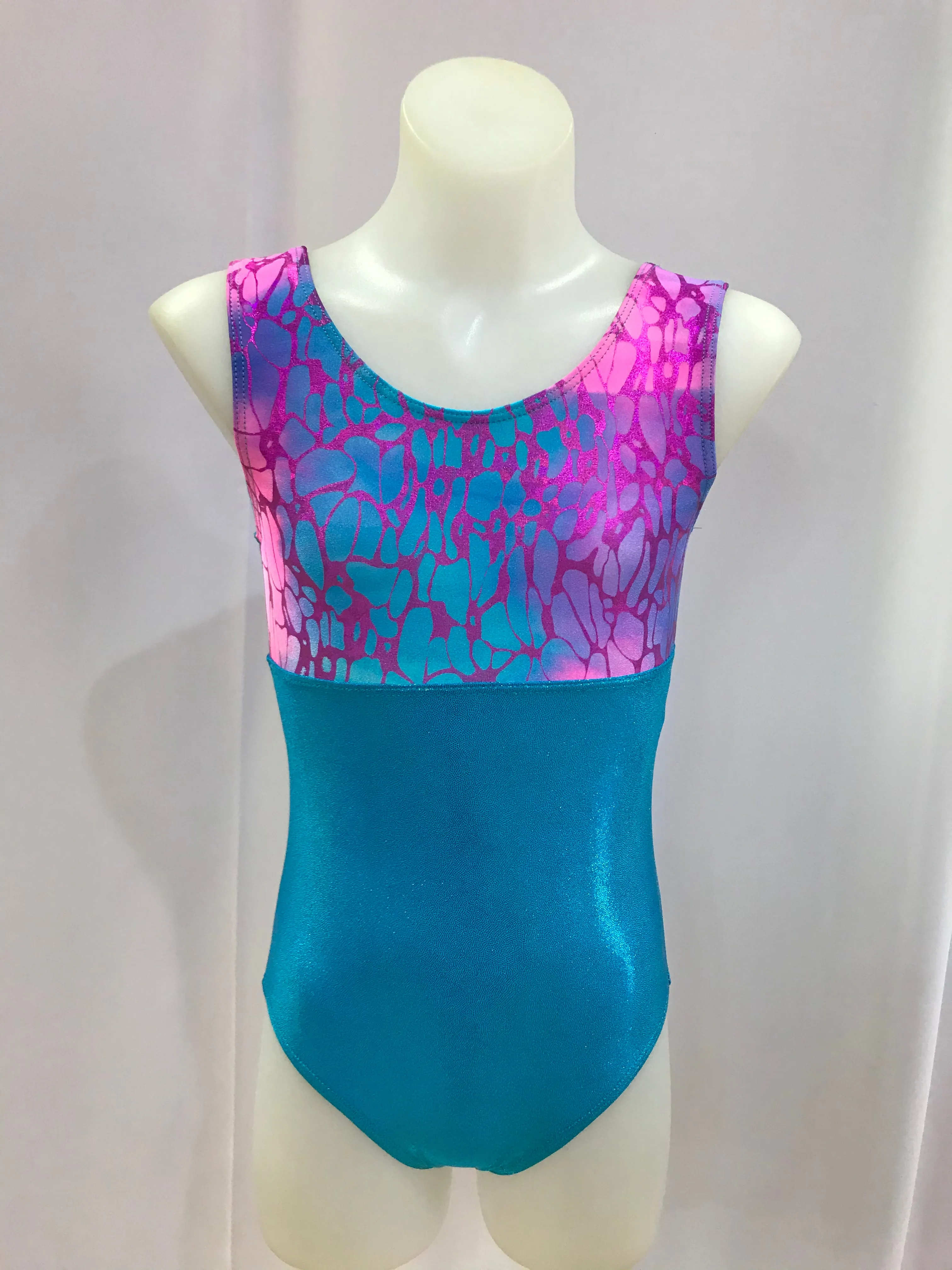 Two Tone Gym Leotard Earthquake /  Blue