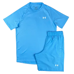 Under Armour Geo Emboss T-Shirt / Shorts - Blue