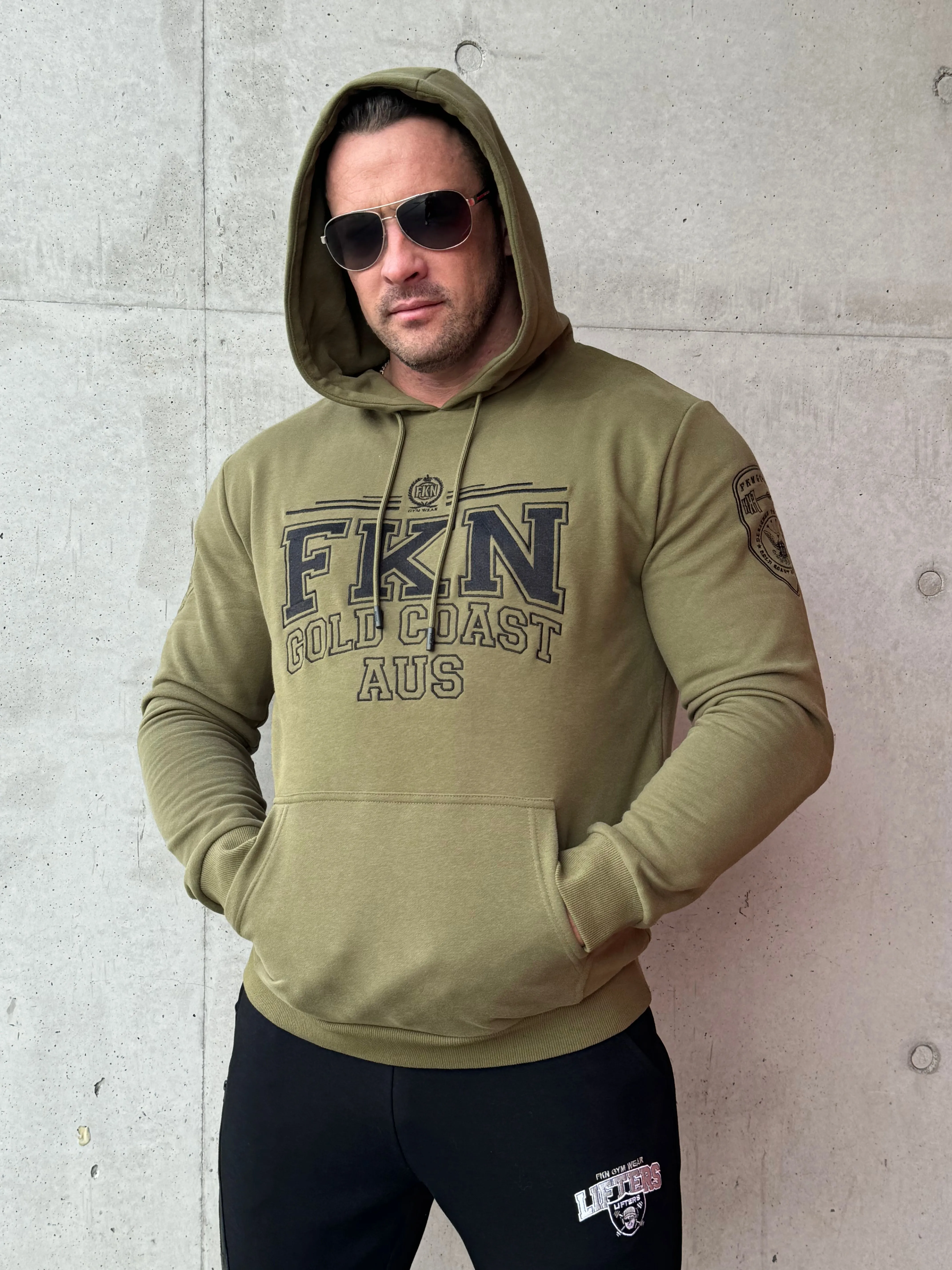 Varsity | Men's Premium Gym Hoodie | Khaki