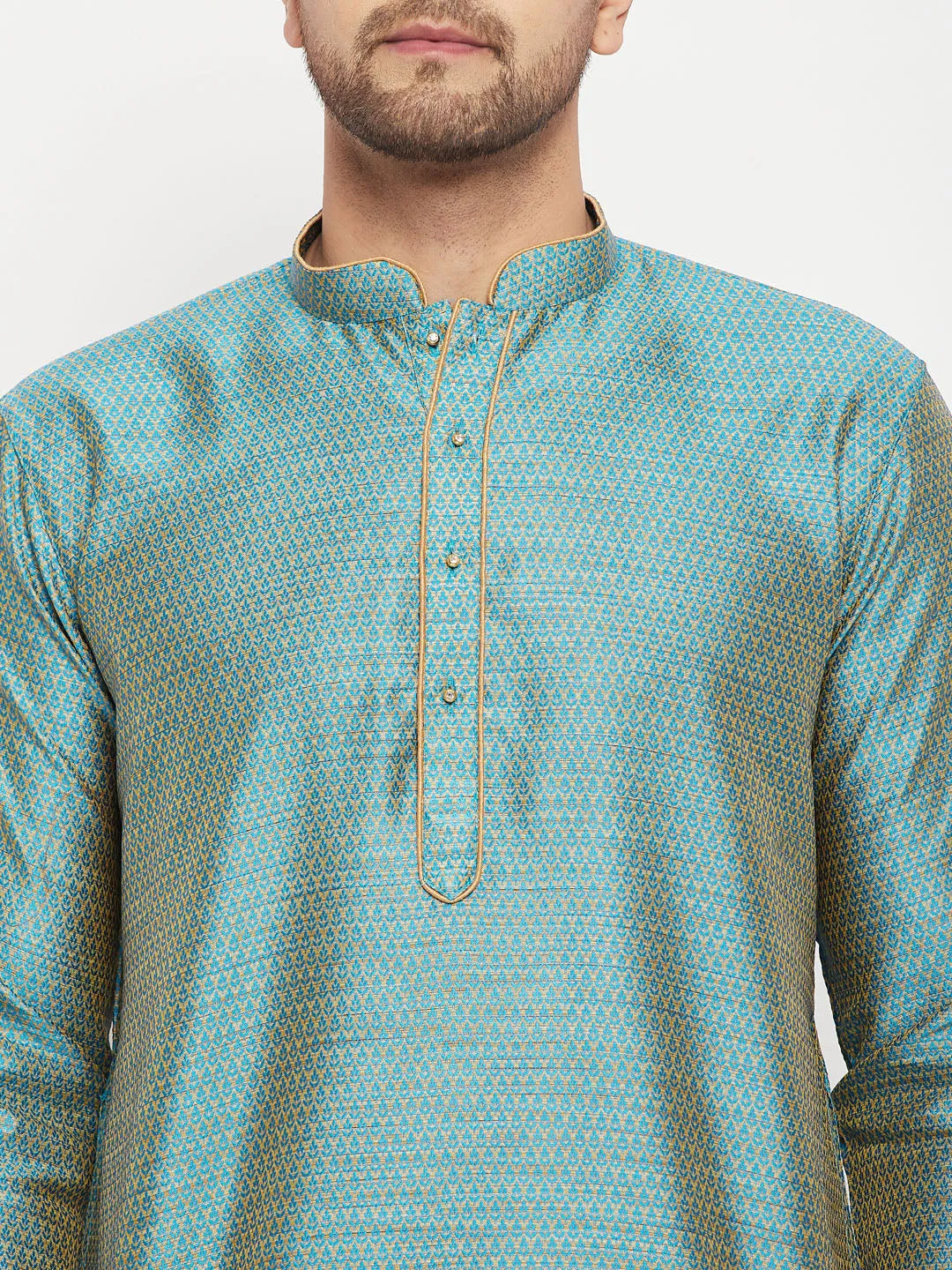 VASTRAMAY Aqua Blue Silk Blend Kurta