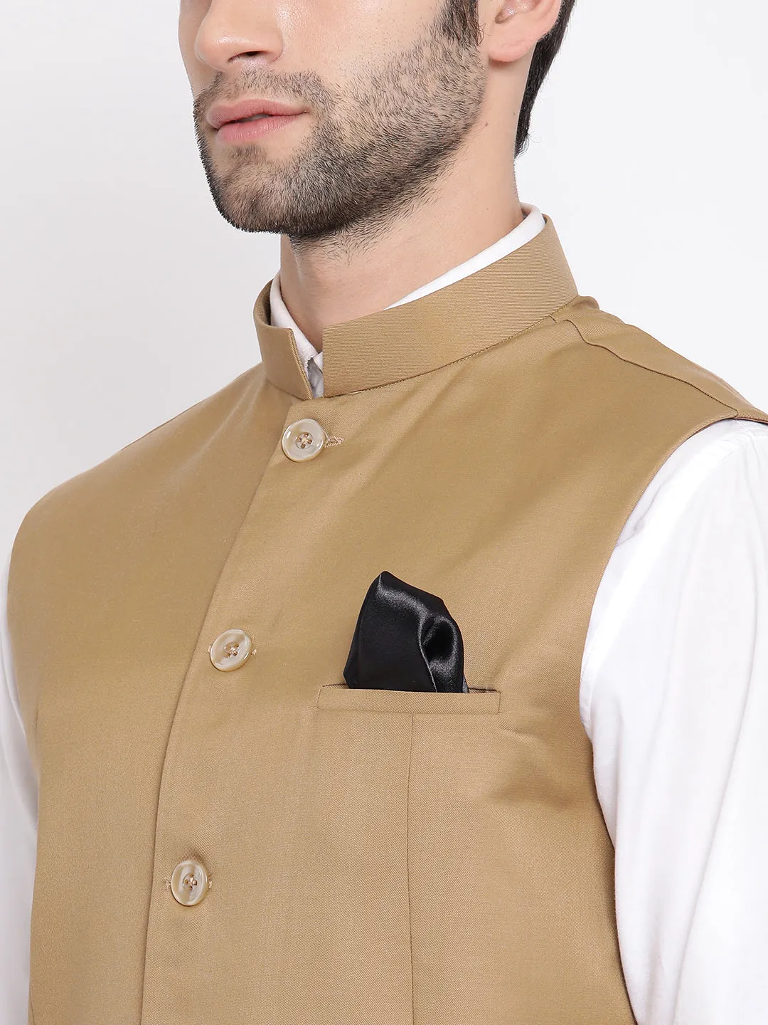 VASTRAMAY Beige Nehru Jacket