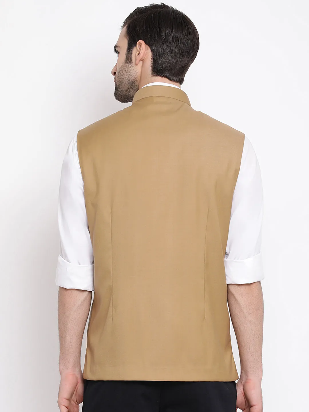 VASTRAMAY Beige Nehru Jacket