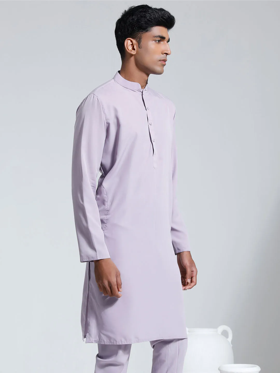 VASTRAMAY Men's Purple Crepe Kurta