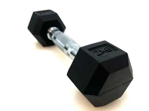 VEO Rubber Hex Dumbbell 2KG