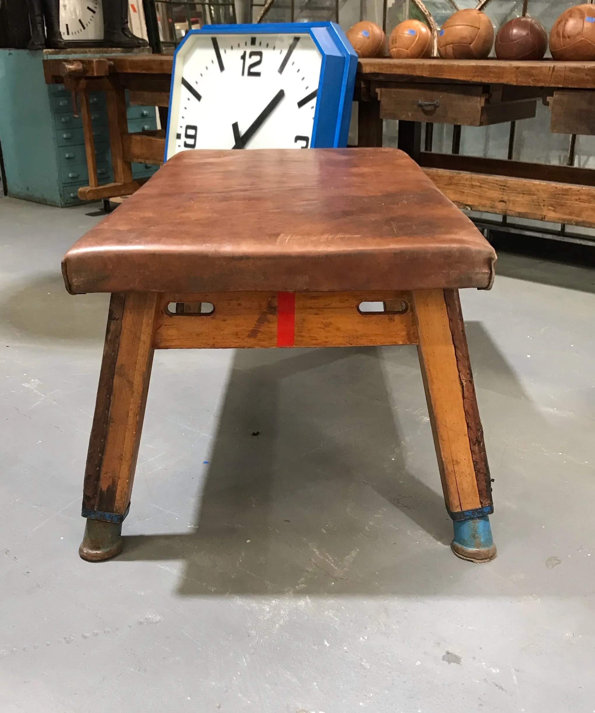 Vintage Romanian Leather Gym Table   #3679B