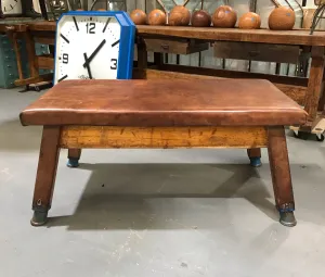 Vintage Romanian Leather Gym Table   #3679B