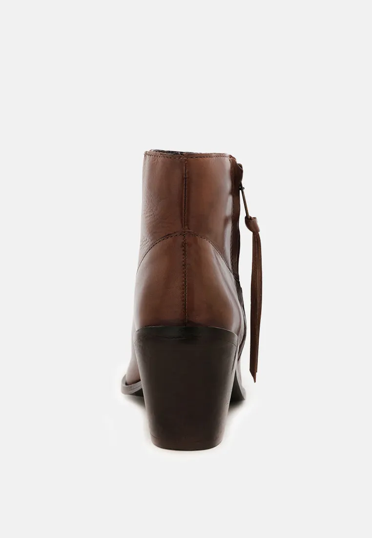 VIVIANA Brown Ankle Boots with Zipper