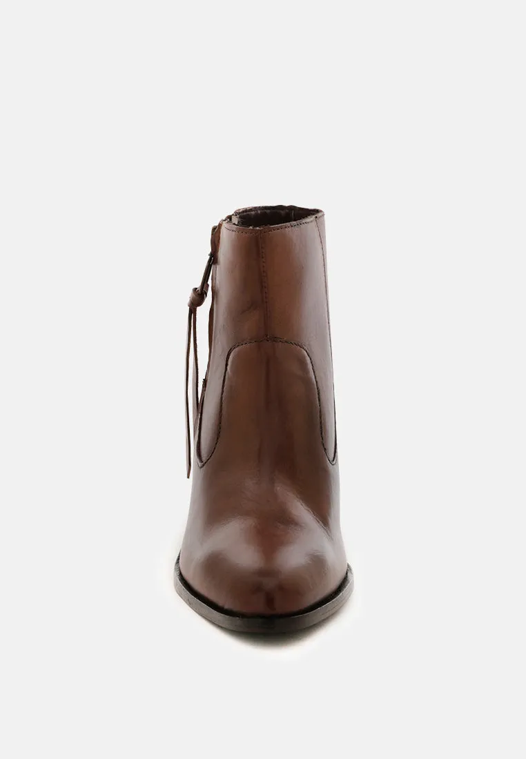 VIVIANA Brown Ankle Boots with Zipper