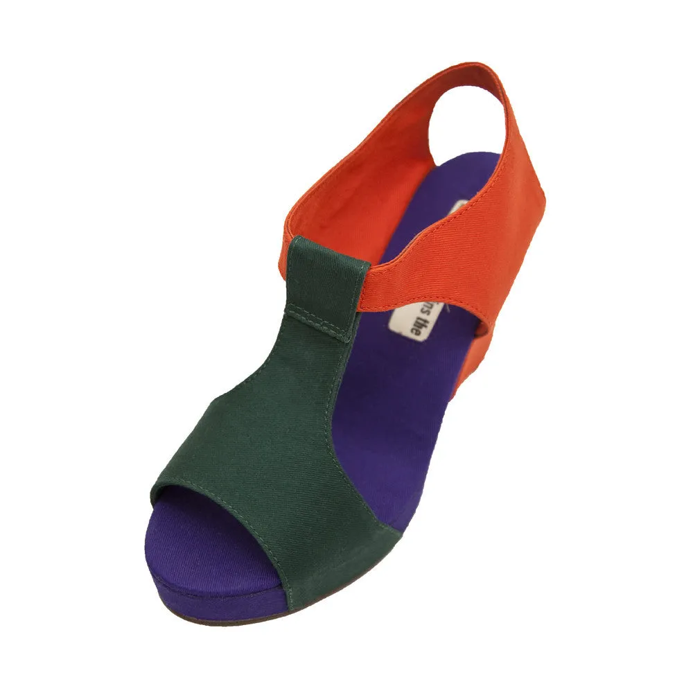 Wedge Sandal - Orange, Green, Purple