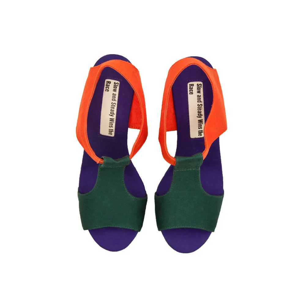 Wedge Sandal - Orange, Green, Purple