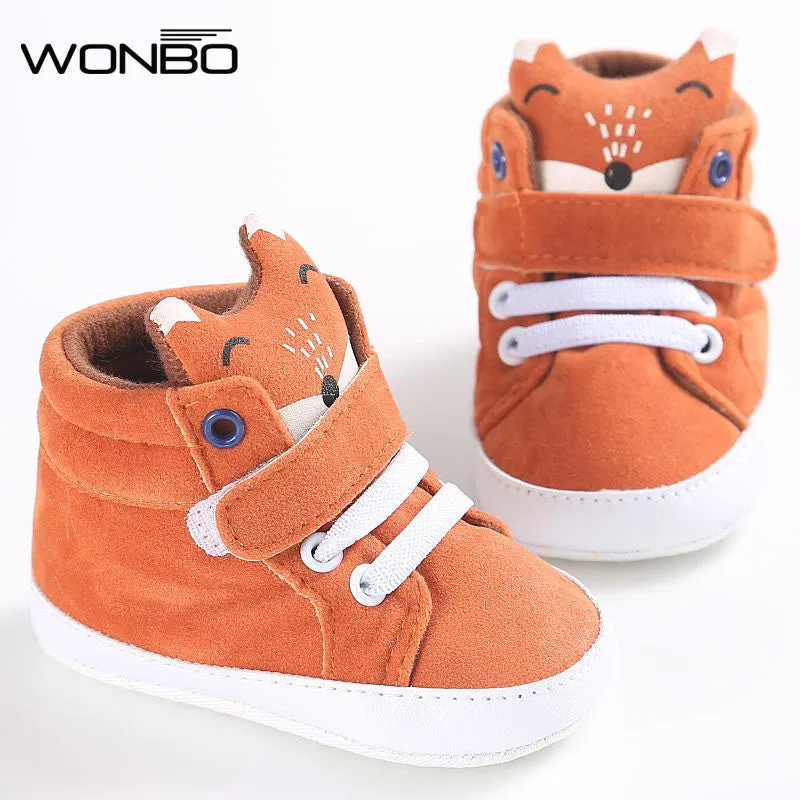 winter baby shoes Cotton Cloth kids Girl Boys Fox High Help first walker Canvas Sneaker Anti-slip Soft Sole Toddler footwear