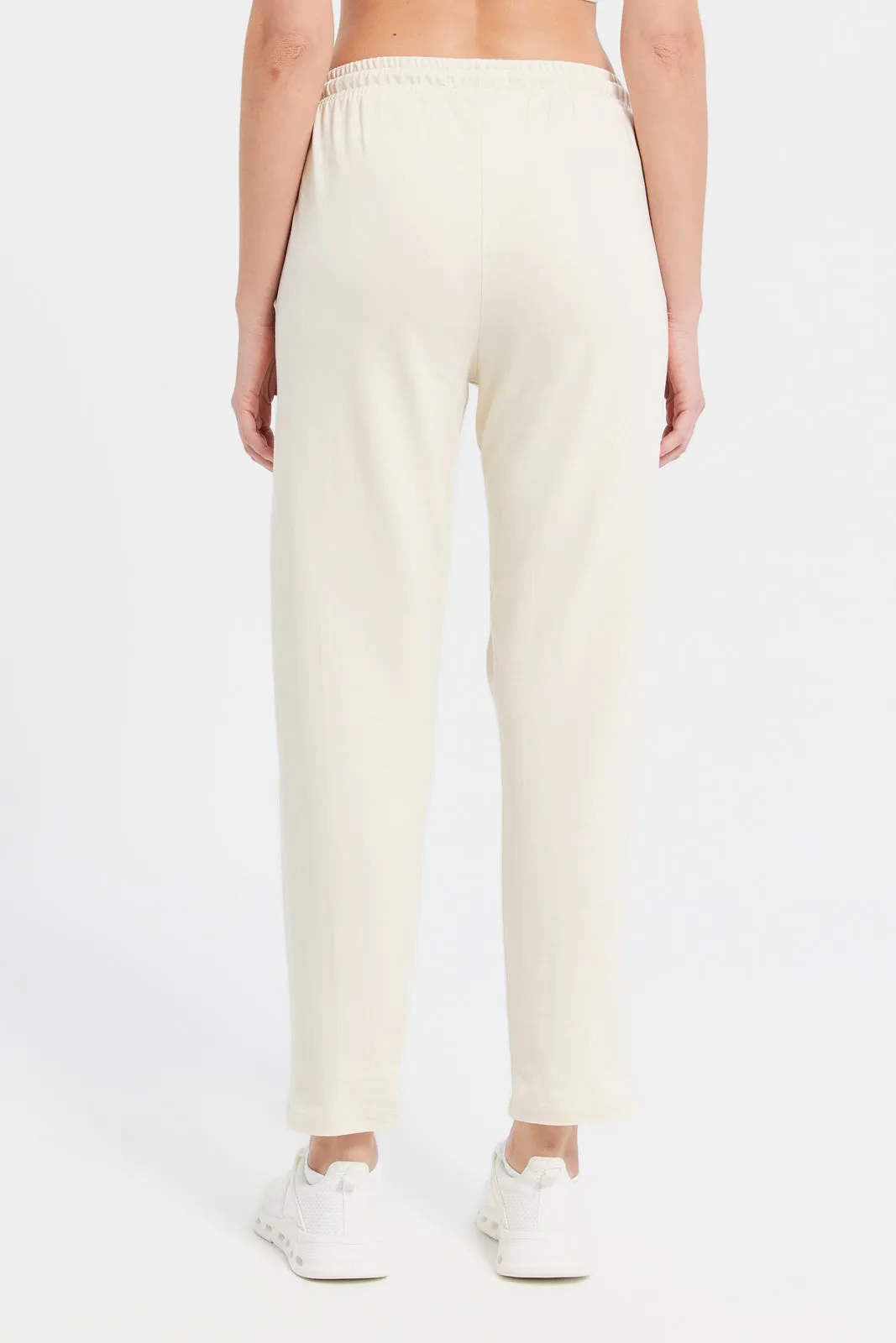 Women Beige Basic Track Pants