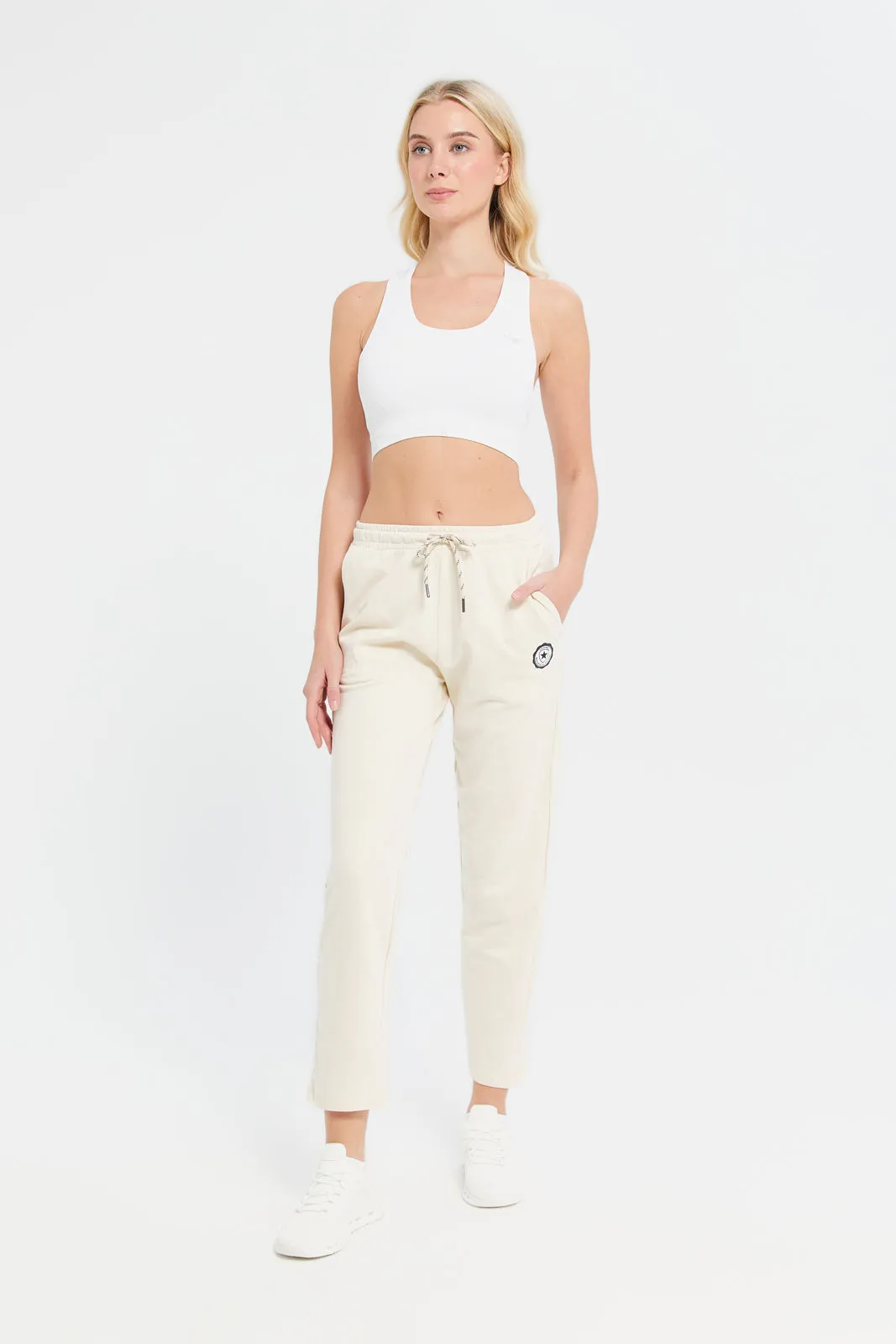 Women Beige Basic Track Pants