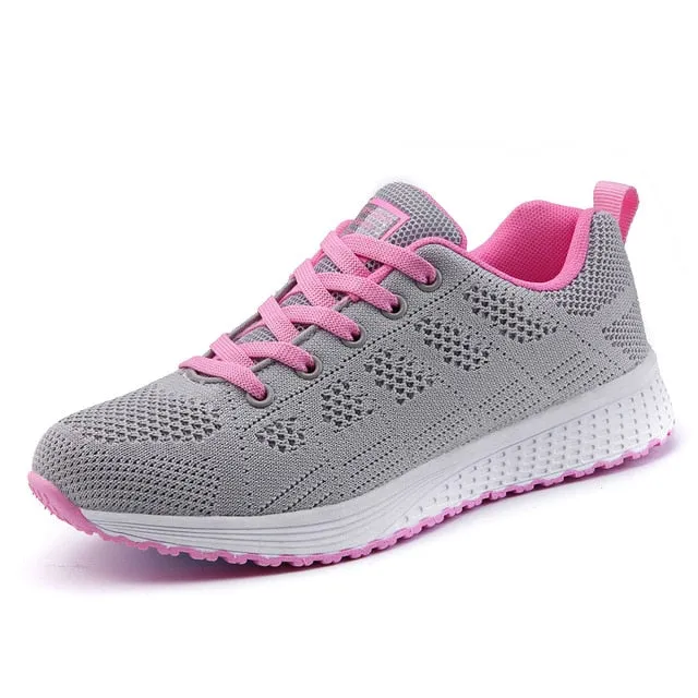 Women Shoes 2019 White Sneakers For Women Breathable Walking Vulcanized Shoes Sport Flyknit Casual Shoes Flat Gym Tenis Feminino