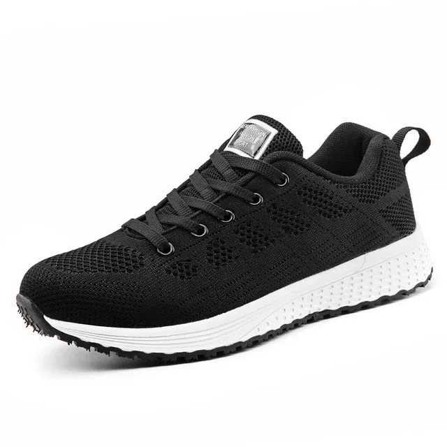 Women Shoes 2019 White Sneakers For Women Breathable Walking Vulcanized Shoes Sport Flyknit Casual Shoes Flat Gym Tenis Feminino