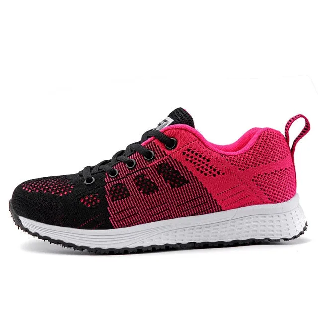 Women Shoes 2019 White Sneakers For Women Breathable Walking Vulcanized Shoes Sport Flyknit Casual Shoes Flat Gym Tenis Feminino