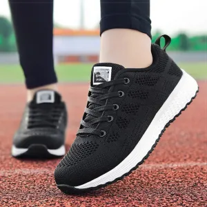 Women Shoes 2019 White Sneakers For Women Breathable Walking Vulcanized Shoes Sport Flyknit Casual Shoes Flat Gym Tenis Feminino