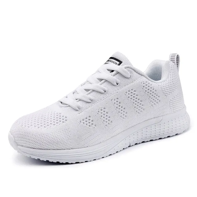 Women Shoes 2019 White Sneakers For Women Breathable Walking Vulcanized Shoes Sport Flyknit Casual Shoes Flat Gym Tenis Feminino