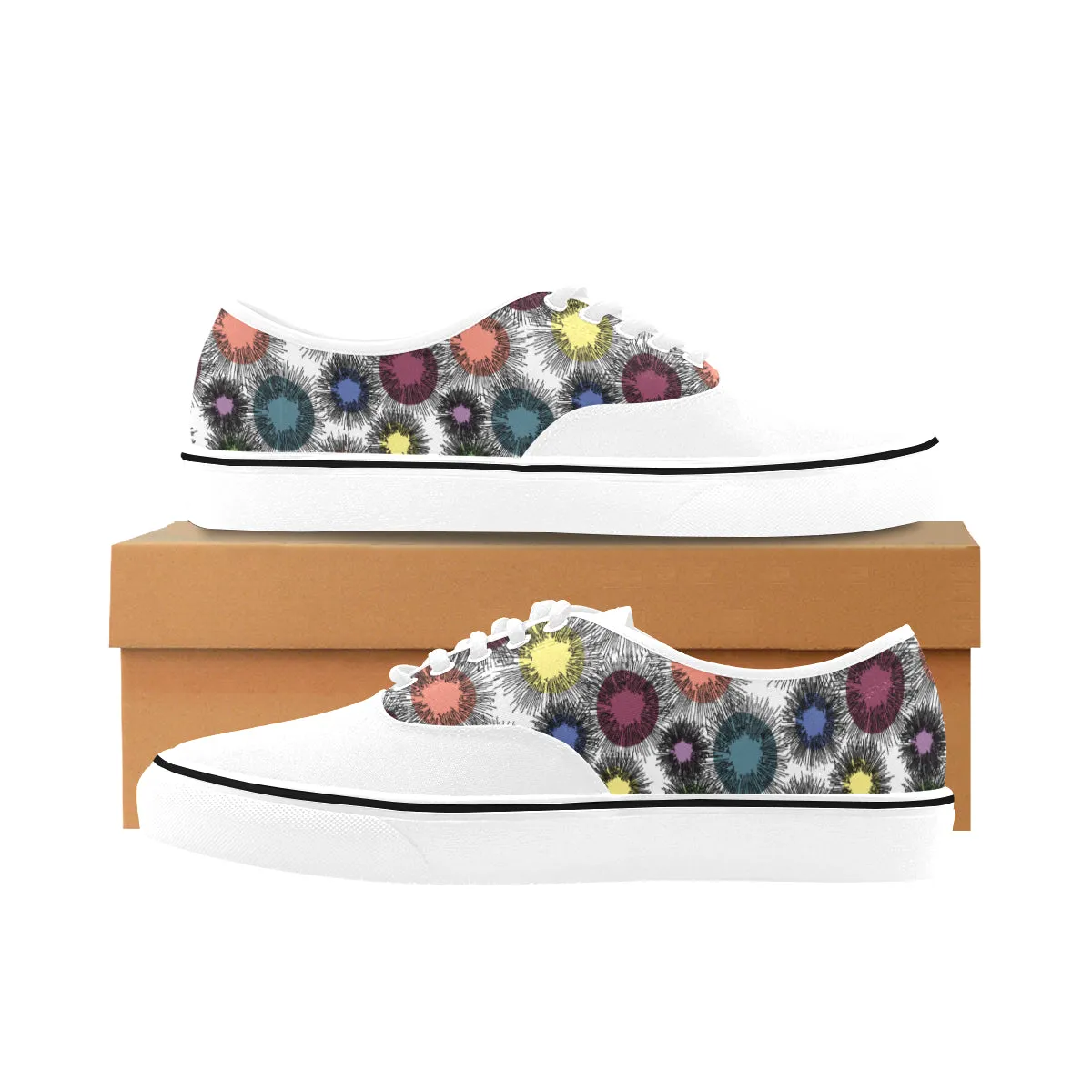 Women's Atomic White Polka Print Canvas Low Top Shoes