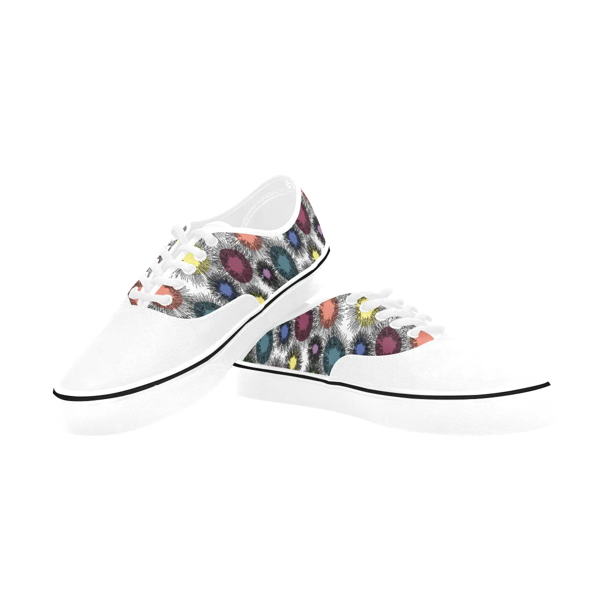 Women's Atomic White Polka Print Canvas Low Top Shoes