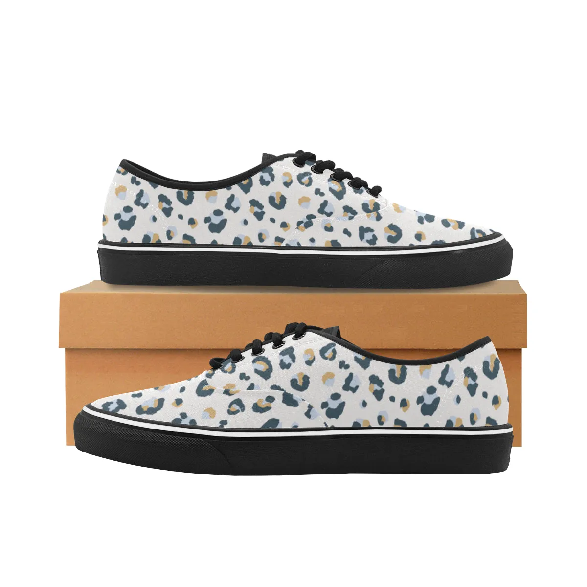 Women's Big Size Snow Leopard Print Canvas Low Top Shoes