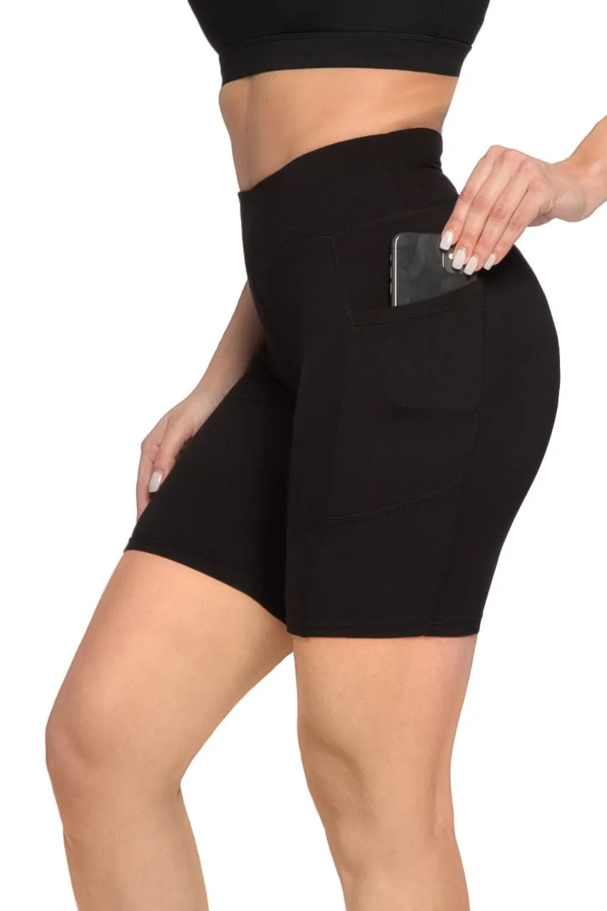 Womens Biker Yoga Shorts - High Waist With Pockets For Regular & Plus Size Women