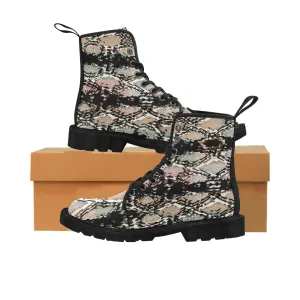 Women's Snake Print Canvas Boots