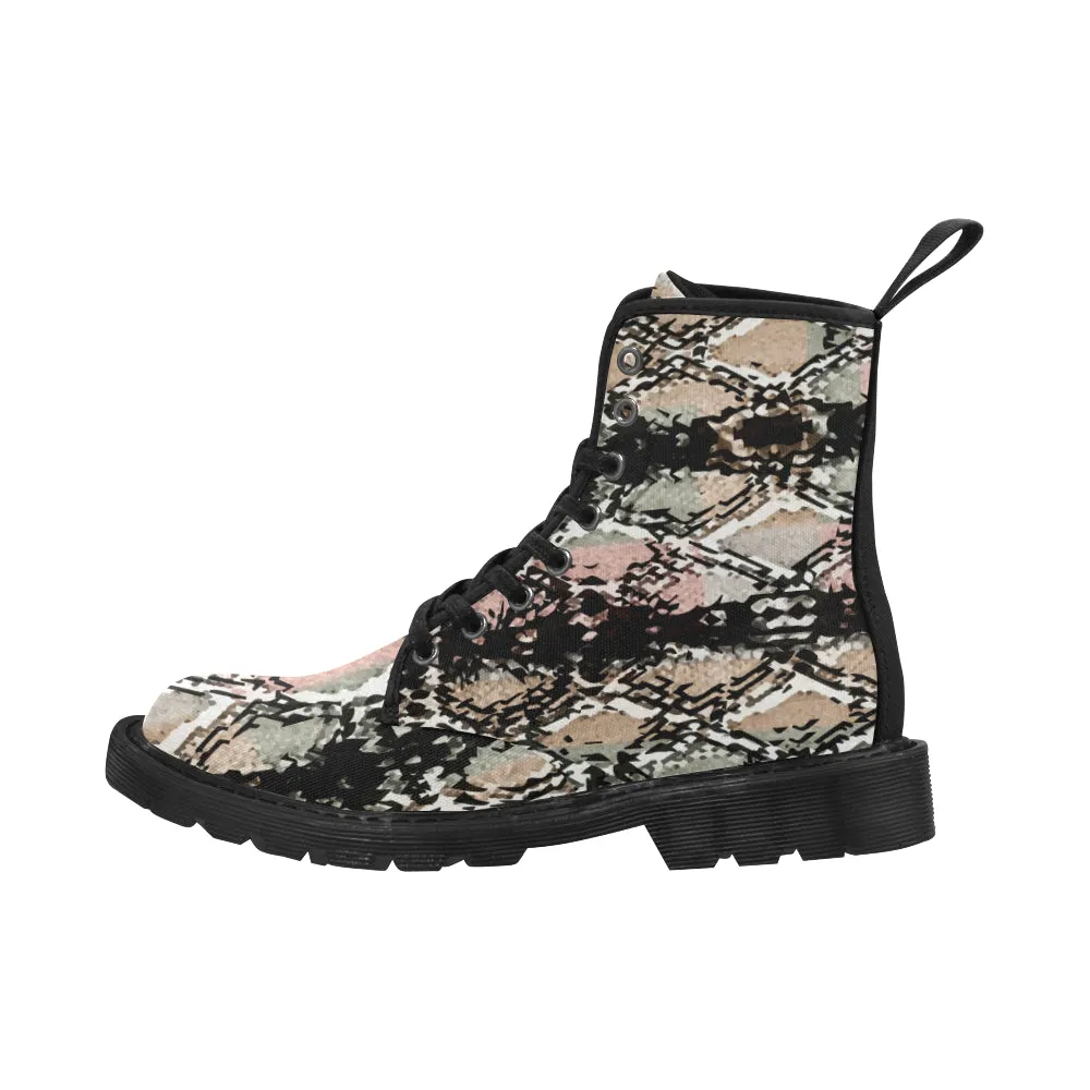 Women's Snake Print Canvas Boots