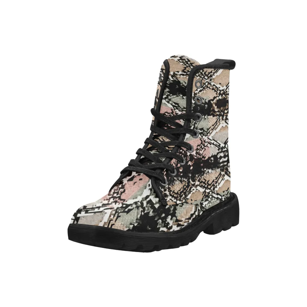 Women's Snake Print Canvas Boots