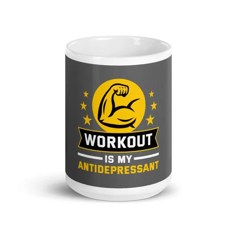 workout is my antidepressant mug  - funny gym mug ,gym lover,gym rat,gift for bodybuilder -fitness mug -