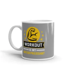 workout is my antidepressant mug  - funny gym mug ,gym lover,gym rat,gift for bodybuilder -fitness mug -