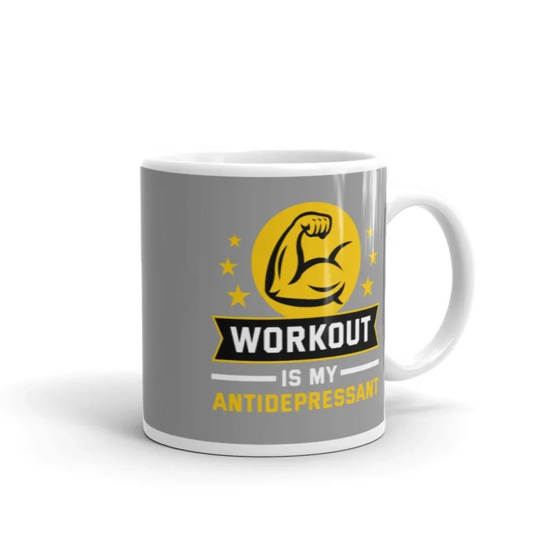 workout is my antidepressant mug  - funny gym mug ,gym lover,gym rat,gift for bodybuilder -fitness mug -