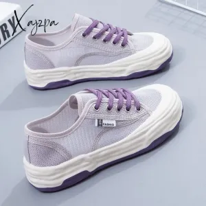 Xajzpa - Hollowed Out Canvas Shoes for Women Summer Thin 2023 New Breathable Mesh Sneakers Women Casual Sports Zapatos De Mujer