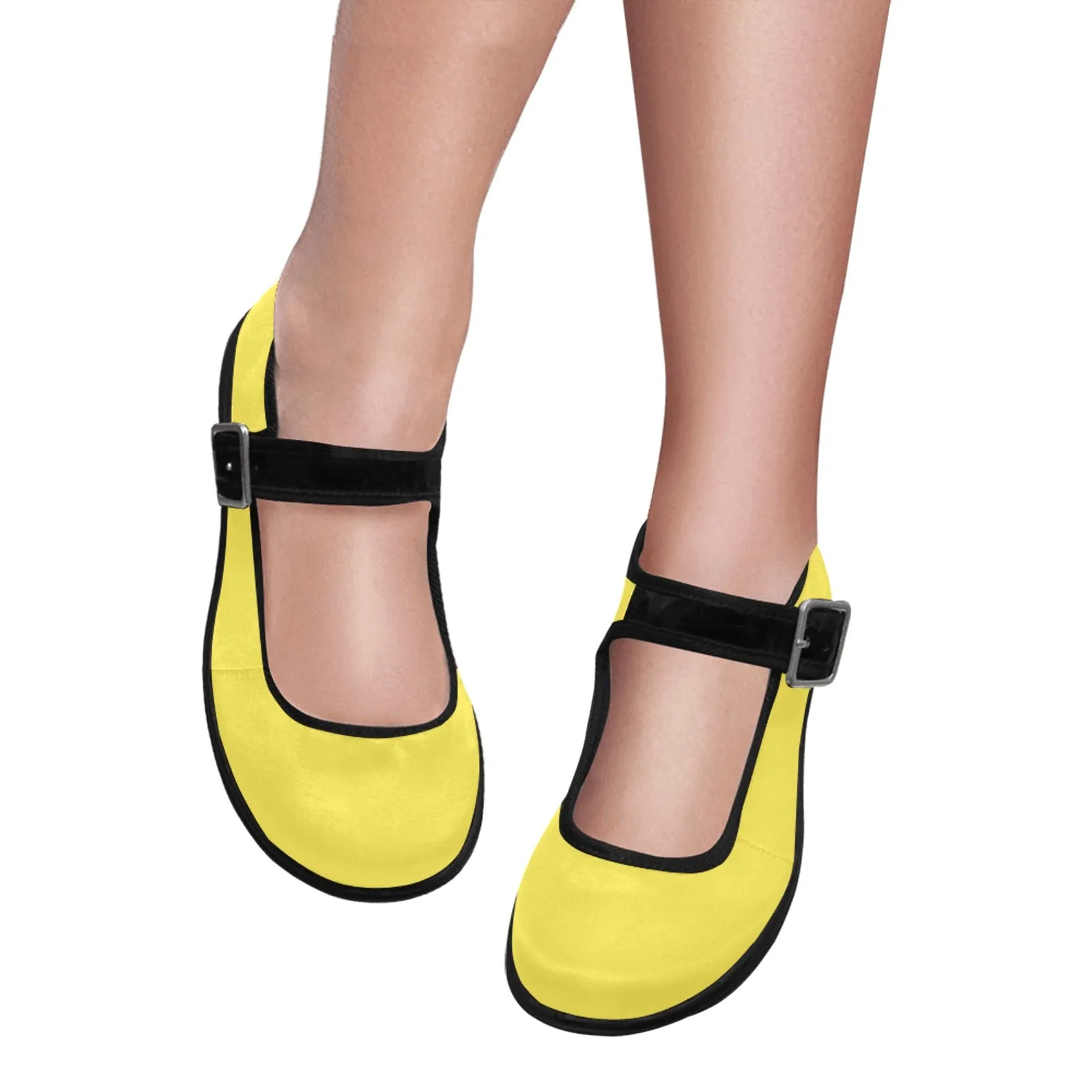 Yellow Mila Satin Women's Mary Jane Shoes (Model 4808)