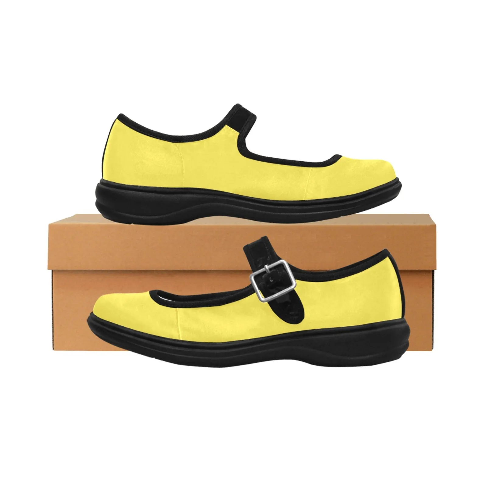 Yellow Mila Satin Women's Mary Jane Shoes (Model 4808)