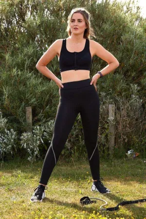 Zipped Up Sports Bra in Black